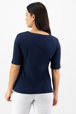 TOP TEE JENNY V NECK COTTON 4264 - navy