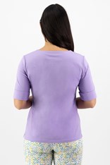 TOP TEE JENNY V NECK COTTON 4264 - lilac