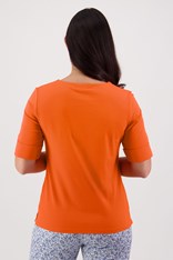 TOP TEE JENNY V NECK COTTON 4264 - tangerine