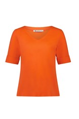 TOP TEE JENNY V NECK COTTON 4264 - tangerine