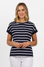 TOP TEE BELINDA DROP SLEEVE COTTON 4363 - navy white