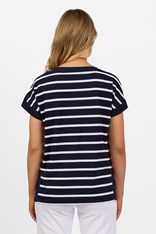 TOP TEE BELINDA DROP SLEEVE COTTON 4363 - navy white