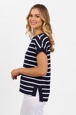 TOP TEE BELINDA DROP SLEEVE COTTON 4363 - navy white