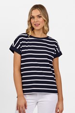 TOP TEE BELINDA DROP SLEEVE COTTON 4363 - navy white