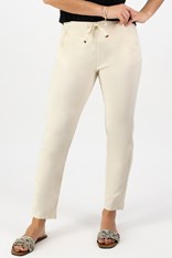 PANTS ANKLE GRAZER SLIM LEG COTTON BLEND - ecru