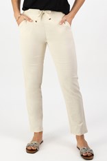 PANTS ANKLE GRAZER SLIM LEG COTTON BLEND - ecru