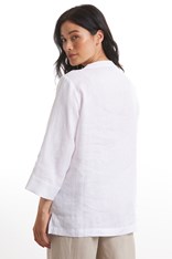 TUNIC NOTCHED NECK 100% LINEN YTMS44561 - white