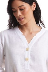 TUNIC NOTCHED NECK 100% LINEN YTMS44561 - white