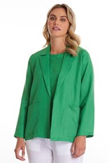 JACKET RELAXED 100% LINEN YTMS46076 - emerald