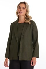 JACKET RELAXED 100% LINEN YTMS46076 - khaki