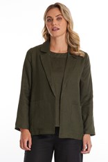 JACKET RELAXED 100% LINEN YTMS46076 - khaki