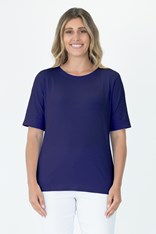 TOP BEAUMONT SHORT SLEEVE COTTON BLEND - azure