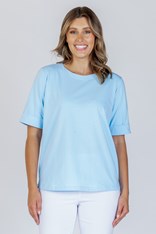 TOP BEAUMONT SHORT SLEEVE COTTON BLEND - baby blue