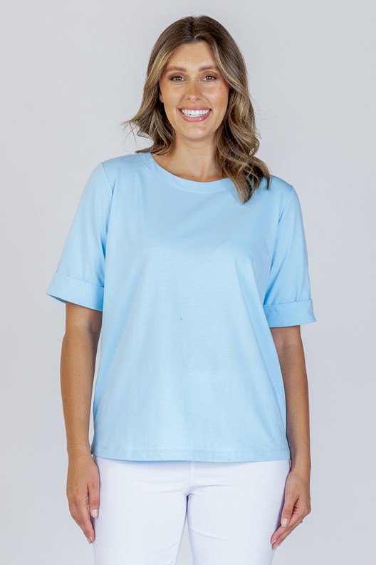 TOP BEAUMONT SHORT SLEEVE COTTON BLEND
