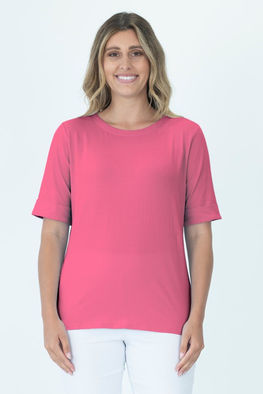 TOP BEAUMONT SHORT SLEEVE COTTON BLEND