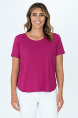 TOP PRIYA SHORT SLEEVE BAMBOO BLEND - cerise