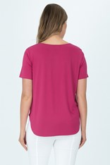 TOP PRIYA SHORT SLEEVE BAMBOO BLEND - cerise