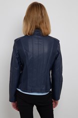 JACKET BIKER LEATHERETTE - navy