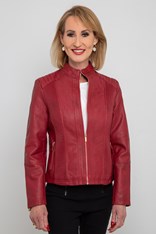 JACKET BIKER LEATHERETTE - chilli