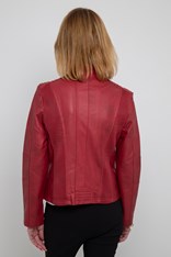 JACKET BIKER LEATHERETTE - chilli