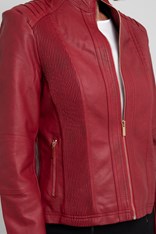 JACKET BIKER LEATHERETTE - chilli