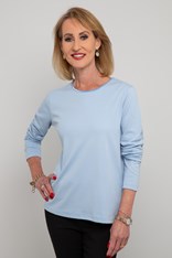 TOP MERANDA SATIN BINDING COTTON/POLYEST - baby blue