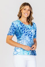 TOP CRUSHED ROSALIND - blue abstract