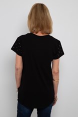 TOP TEE RHINESTONE HAYLEY - black