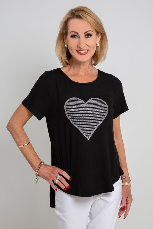 TEE TOP SILVER HEART CARRIE