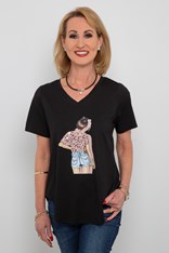 TOP TEE DENIM SHORTS - black