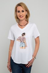 TOP TEE DENIM SHORTS - white