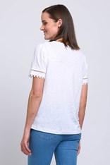 TOP TEE V-NECK TRIMMINGS - white