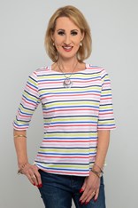 TOP TEE ELBOW SLEEVE EVEN KEEL - stripe