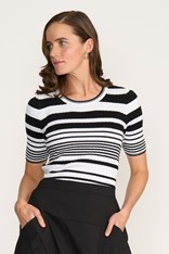 TEE KNIT SHELLEY - black white