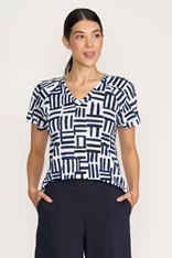 TOP TEE V NECK CUTE - cornflower