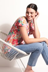 TOP TEE V NECK CUTE - orange blossom