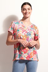 TOP TEE V NECK CUTE - orange blossom