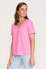 TOP TEE V NECK TRIMMINGS - pink