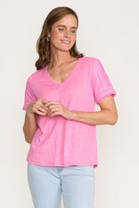 TOP TEE V NECK TRIMMINGS - pink