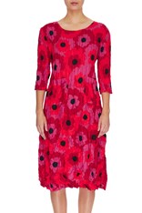 DRESS SMASH 3/4 SLEEVE PCKT PRINT ADC544 - flower red