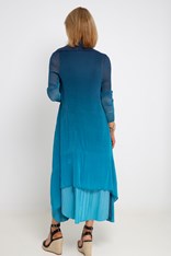 COAT LONG COLLARE AC2404 - indigo aqua ombre