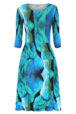 DRESS SMASH 3/4 SLEEVE PCKT PRINT ADC544 - aqua bows