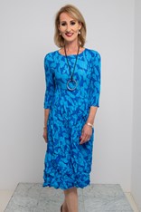 DRESS SMASH 3/4 SLEEVE PCKT PRINT ADC544 - blue butterflies