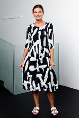 DRESS SMASH 3/4 SLEEVE PCKT PRINT ADC544 - indigo noise