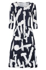 DRESS SMASH 3/4 SLEEVE PCKT PRINT ADC544 - indigo noise