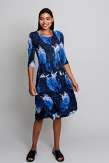 DRESS SMASH 3/4 SLEEVE PCKT PRINT ADC544 - blue splash