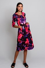 DRESS SMASH 3/4 SLEEVE PCKT PRINT ADC544 - sweet peas