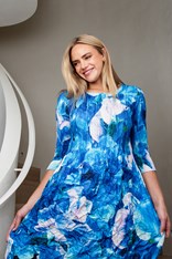 DRESS SMASH 3/4 SLEEVE PCKT PRINT ADC544 - ocean sweet peas