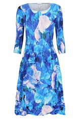 DRESS SMASH 3/4 SLEEVE PCKT PRINT ADC544 - ocean sweet peas