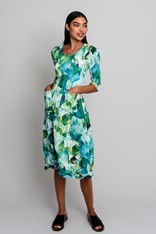 DRESS SMASH 3/4 SLEEVE PCKT PRINT ADC544 - garden sweet pea